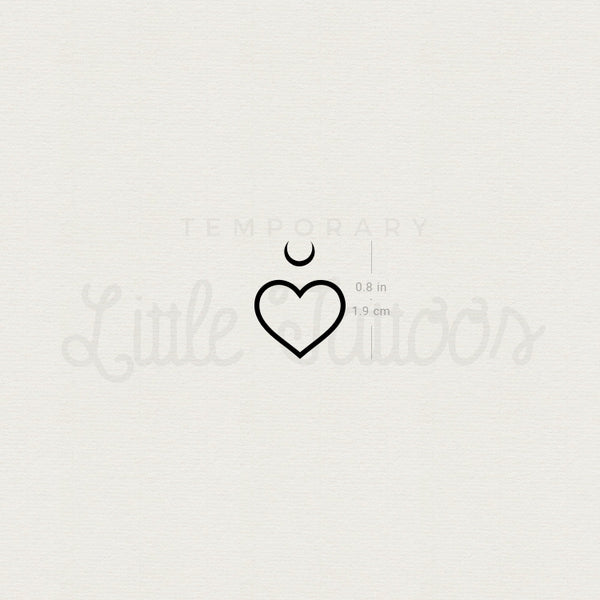 Heart Moon Temporary Tattoo - Set of 3