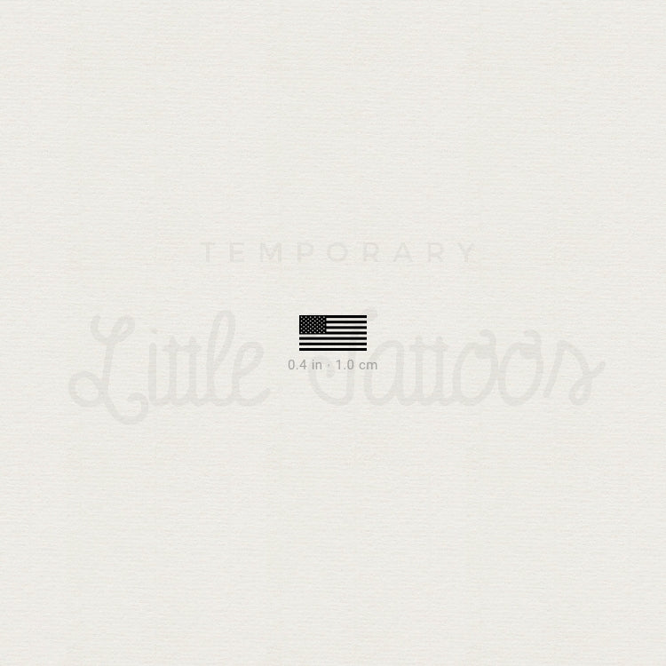 Small Black USA Flag Temporary Tattoo - Set of 3