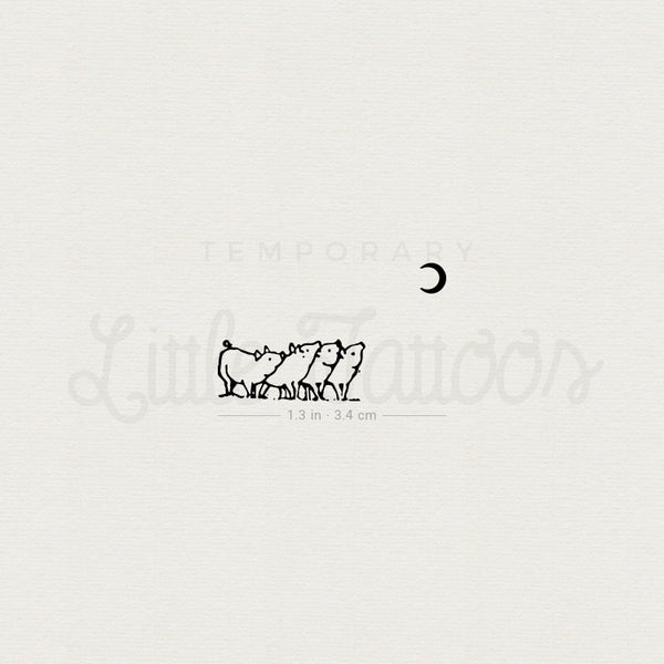 Piglets And The Moon Temporary Tattoo - Set of 3