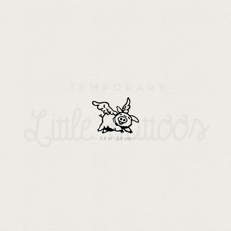 Small Flying Pig Temporary Tattoo - Set of 3