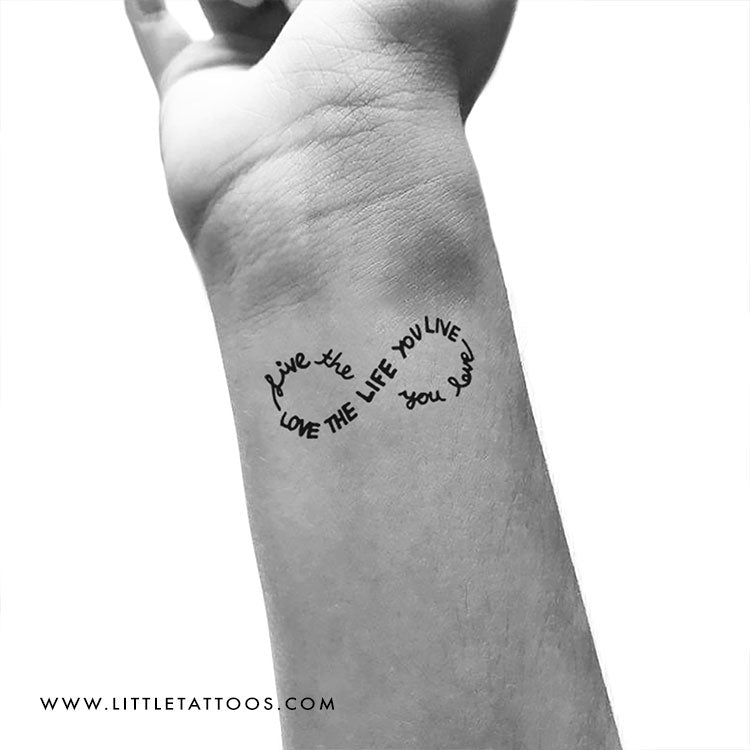 Tatuaje temporal "Vive la vida que amas" (infinito) - Juego de 3