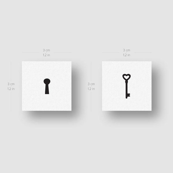 Matching Key and Keyhole Temporary Tattoo - Set of 3+3