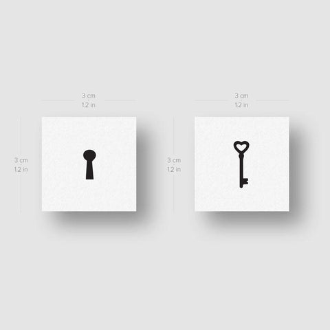 Matching Key and Keyhole Temporary Tattoo - Set of 3+3