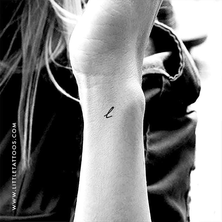 Tatuaje temporal de letra L escrita a mano - Juego de 3