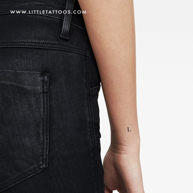 L Uppercase Serif Letter Temporary Tattoo - Set of 3