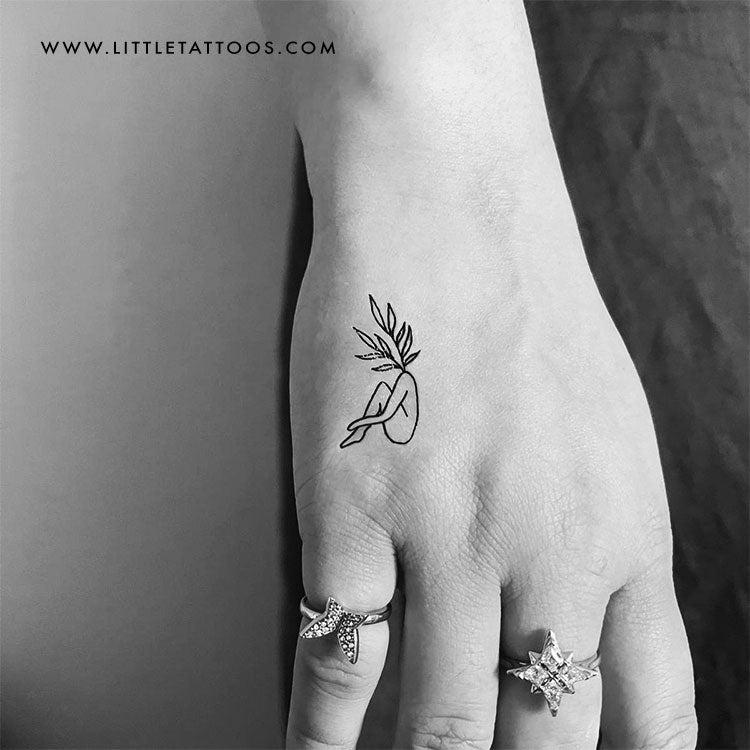 Leaf Head Woman Temporary Tattoo by Tukoi - Set of 3