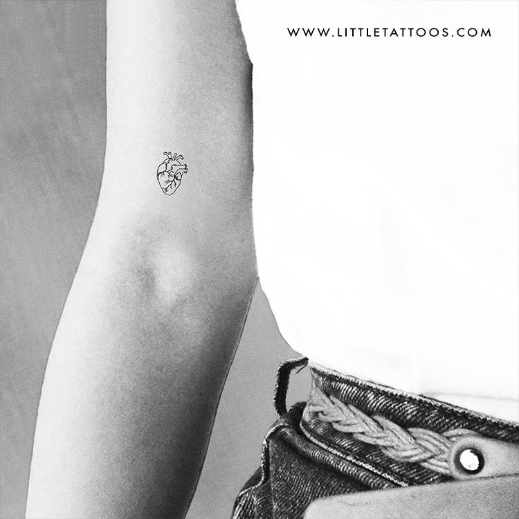 Small Anatomical Heart Temporary Tattoo - Set of 3