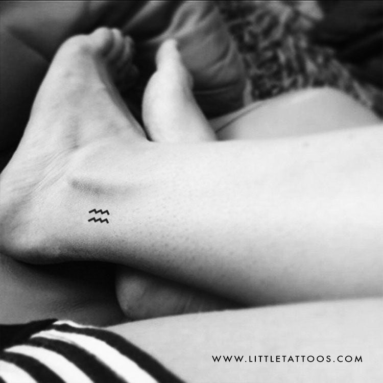Aquarius Zodiac Symbol Temporary Tattoo - Set of 3