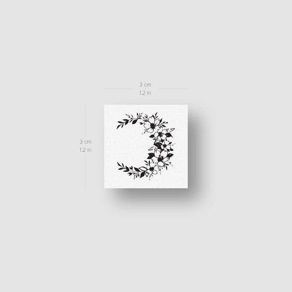 Little Floral Crescent Moon Temporary Tattoo - Set of 3