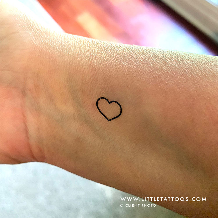 Small Heart Outline Temporary Tattoo - Set of 3