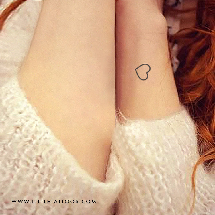 Small Heart Outline Temporary Tattoo - Set of 3