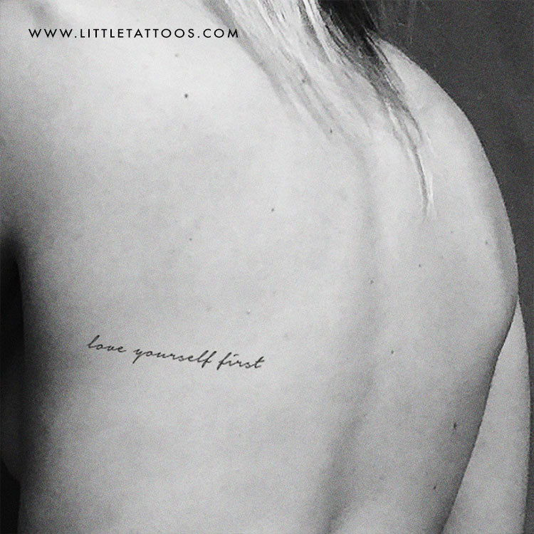 Tatuaje temporal "Ámate a ti mismo primero" - Juego de 3