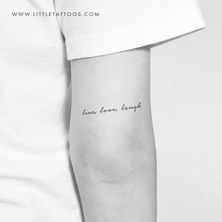 Tatuaje temporal "Vive, ama, ríe" - Juego de 3