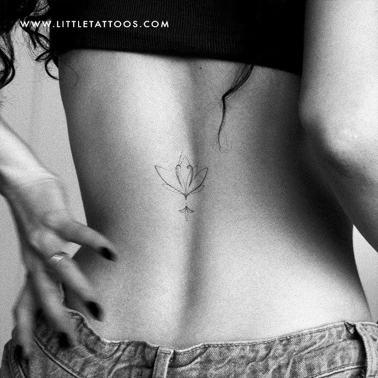 Fine Line Lotus Flower Temporary Tattoo by Harmlessberry - Set of 3