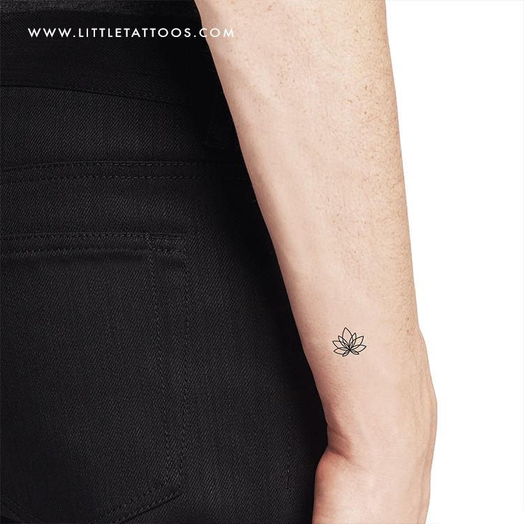 Little Fine Line Lotus Flower Temporary Tattoo - Set of 3