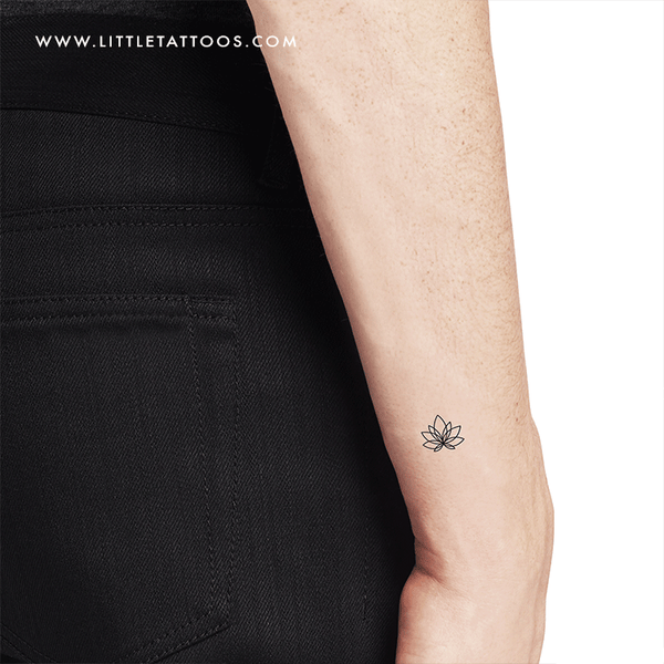 Little Fine Line Lotus Flower Temporary Tattoo - Set of 3