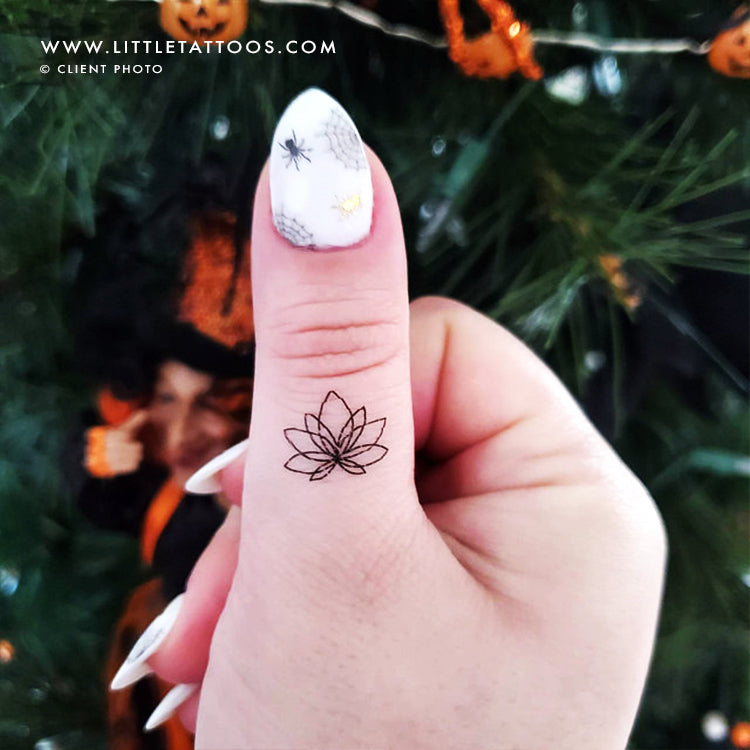 Little Fine Line Lotus Flower Temporary Tattoo - Set of 3