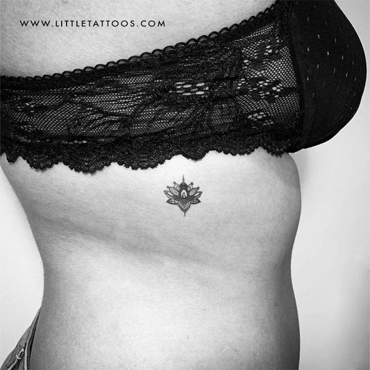 Small Ornamental Lotus Flower Temporary Tattoo - Set of 3