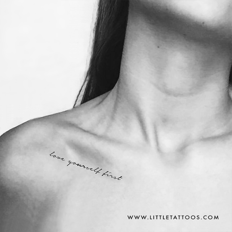 Tatuaje temporal "Ámate a ti mismo primero" - Juego de 3