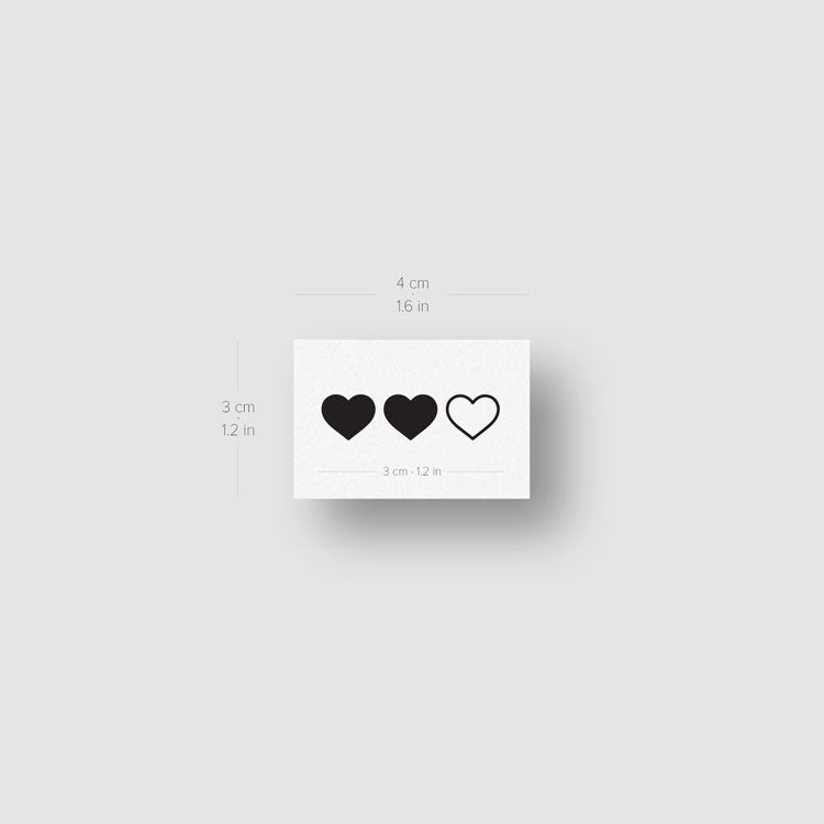 Matching Heart Temporary Tattoo - Set of 3+3+3
