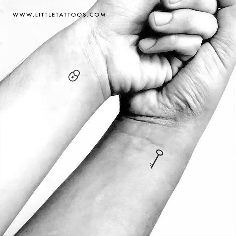 Tatuaje temporal de llave y cerradura a juego (juego de 3)
