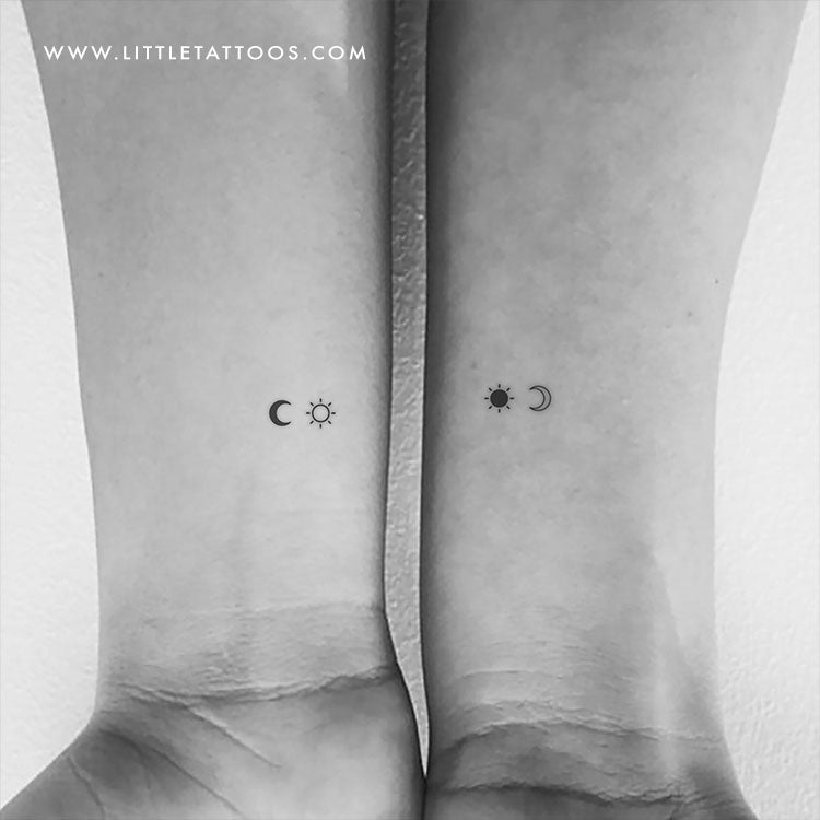Matching Sun And Moon Couple Temporary Tattoo - Set of 3+3