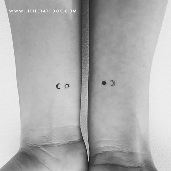 Matching Sun And Moon Couple Temporary Tattoo - Set of 3+3