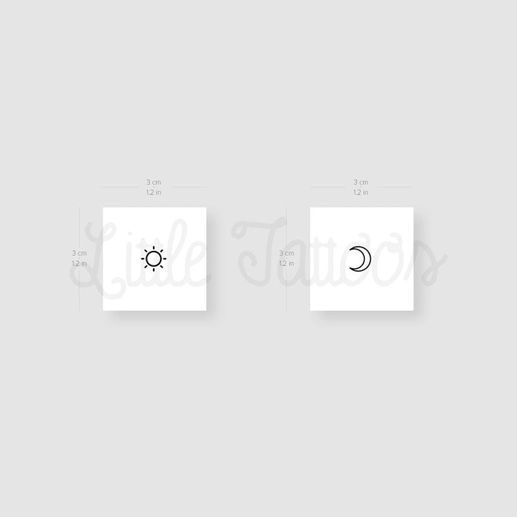 Matching Moon And Sun Temporary Tattoo - Set of 3+3