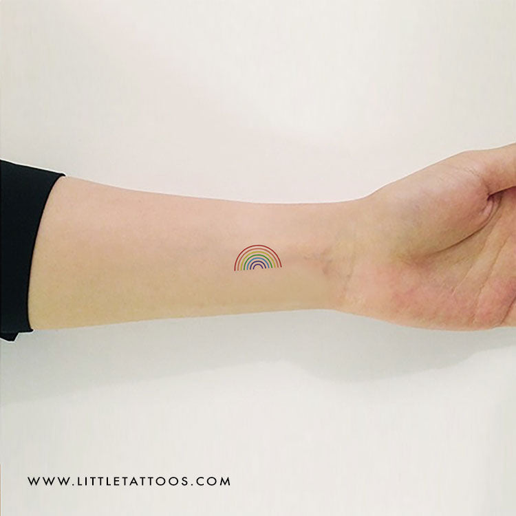 Minimalist Color Rainbow Temporary Tattoo - Set of 3