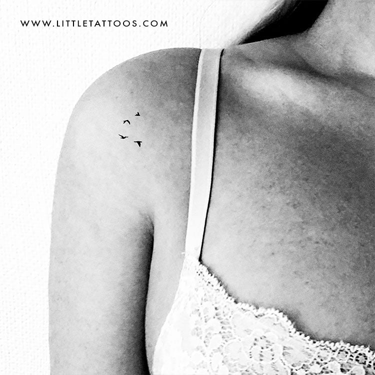 Tatuaje temporal de pájaros voladores pequeños - Juego de 3