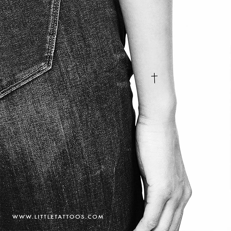 Tatuaje temporal de cruz minimalista - Juego de 3