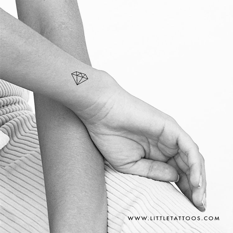 Tatuaje temporal minimalista de diamante (juego de 3)