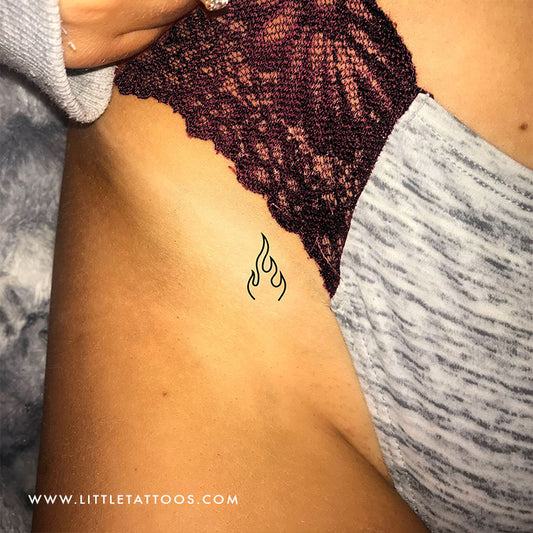 Tatuaje temporal de llama minimalista - Juego de 3
