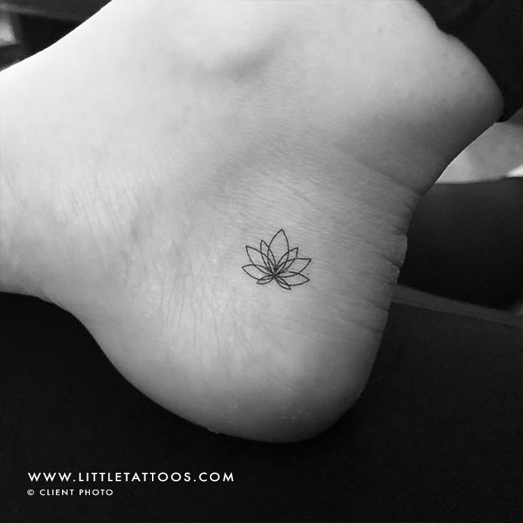 Little Fine Line Lotus Flower Temporary Tattoo - Set of 3