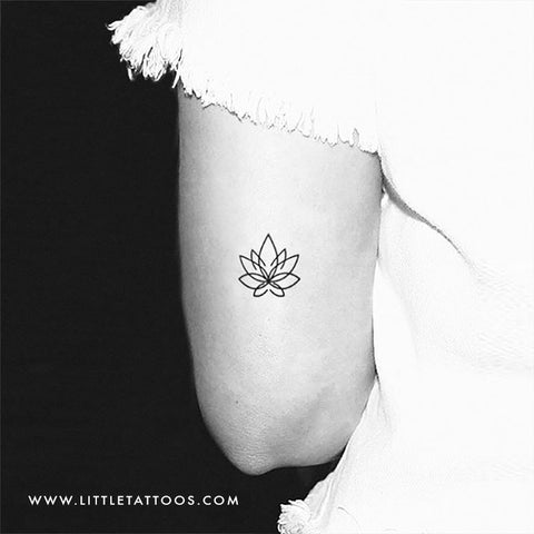 Minimalist Lotus Flower Temporary Tattoo - Set of 3