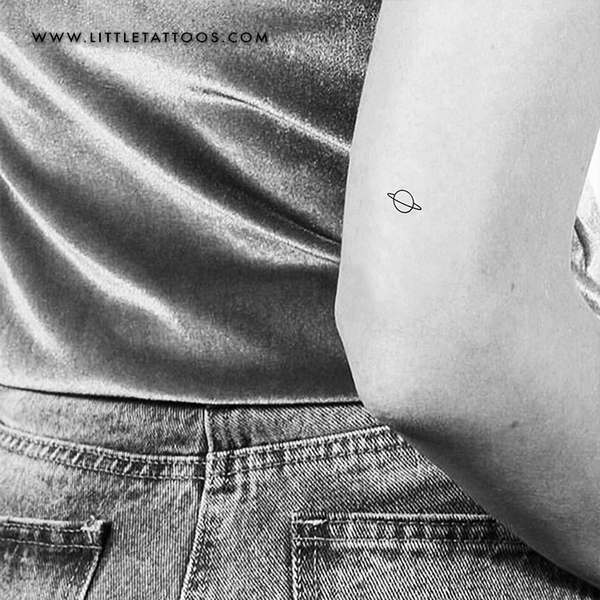 Minimalist Saturn Temporary Tattoo - Set of 3