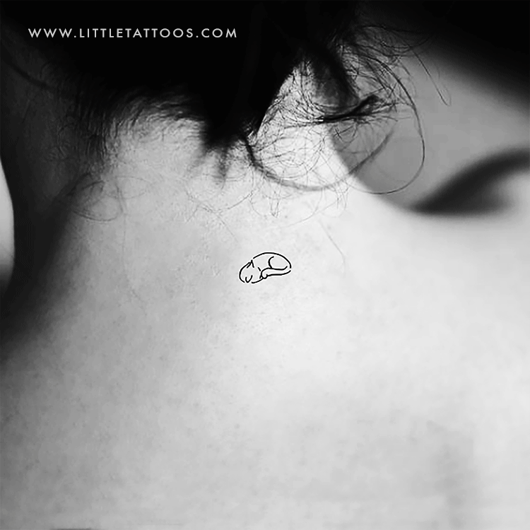 Tatuaje temporal de gato soñoliento - Juego de 3