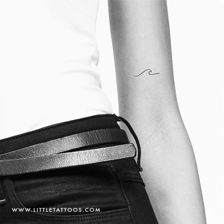 Tatuaje temporal de onda minimalista - Juego de 3