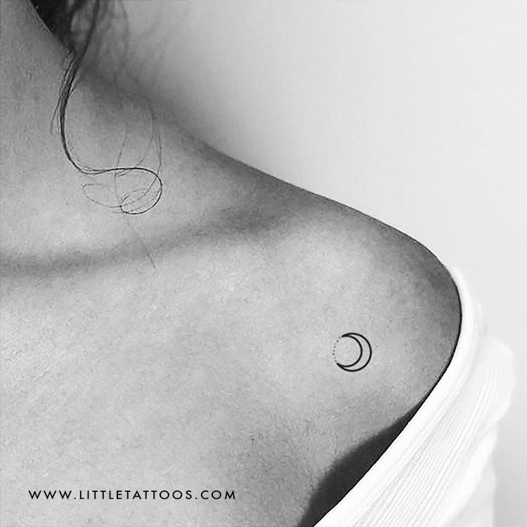 Crescent Moon and Dots Temporary Tattoo - Set of 3