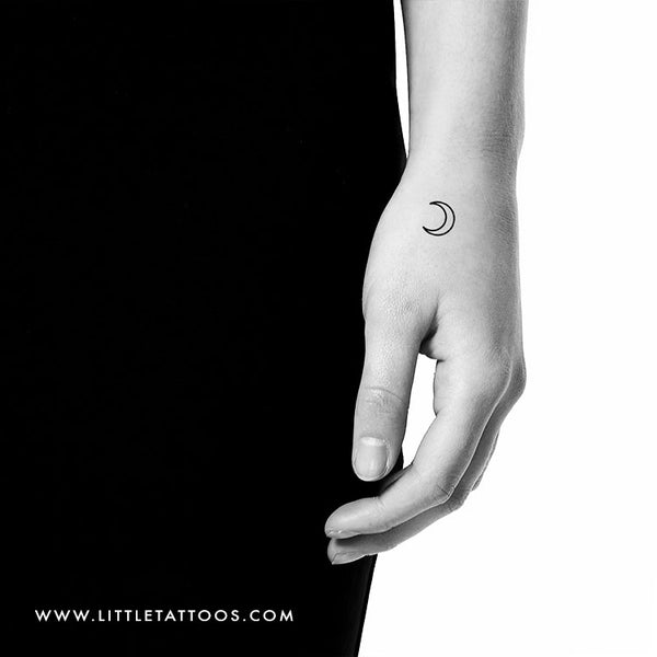 Crescent Moon Outline Temporary Tattoo - Set of 3