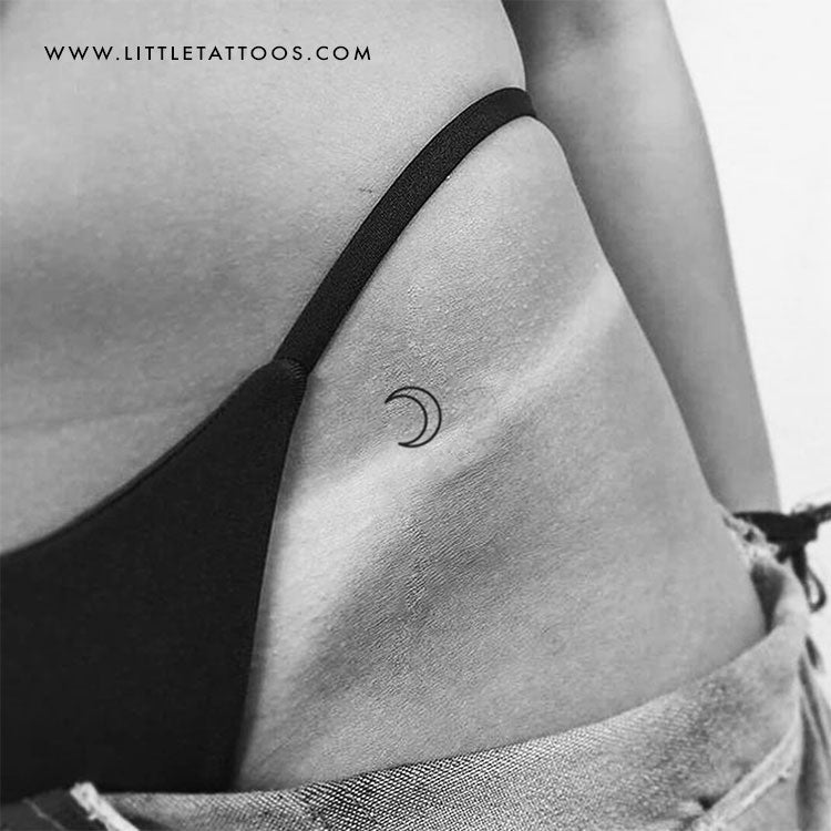 Crescent Moon Outline Temporary Tattoo - Set of 3