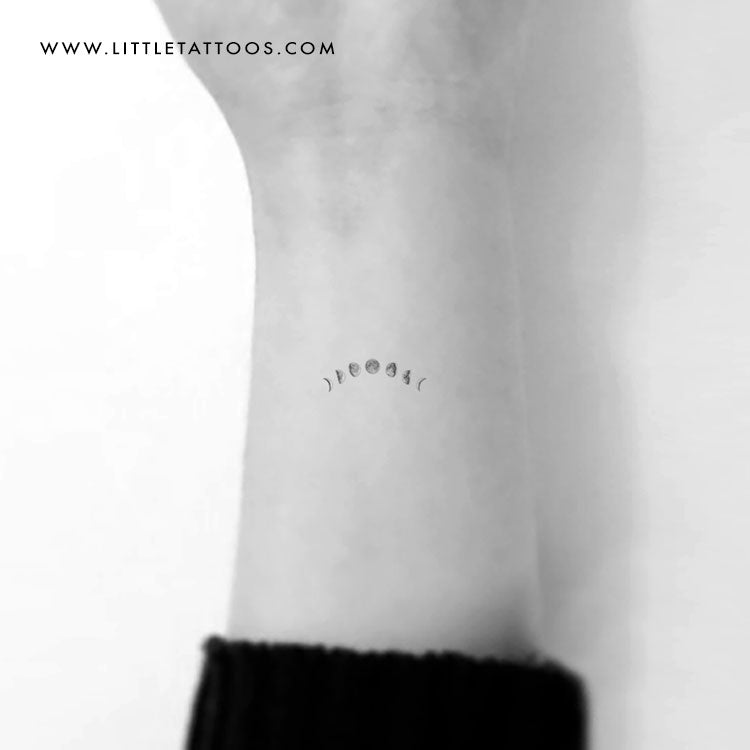 Small Lunar Phases Temporary Tattoo - Set of 3