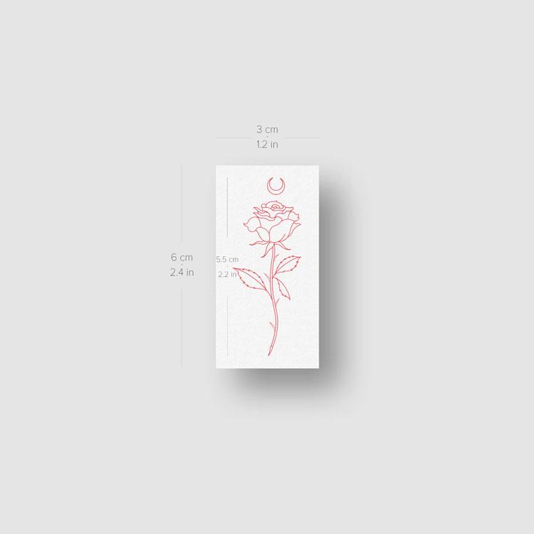 Tatuaje temporal Moon Rose [Rojo] de Jakenowicz - Juego de 3