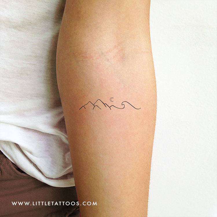 Flash Tattoos | Minimalist mountain temporary tattoo – The Flash Tattoo
