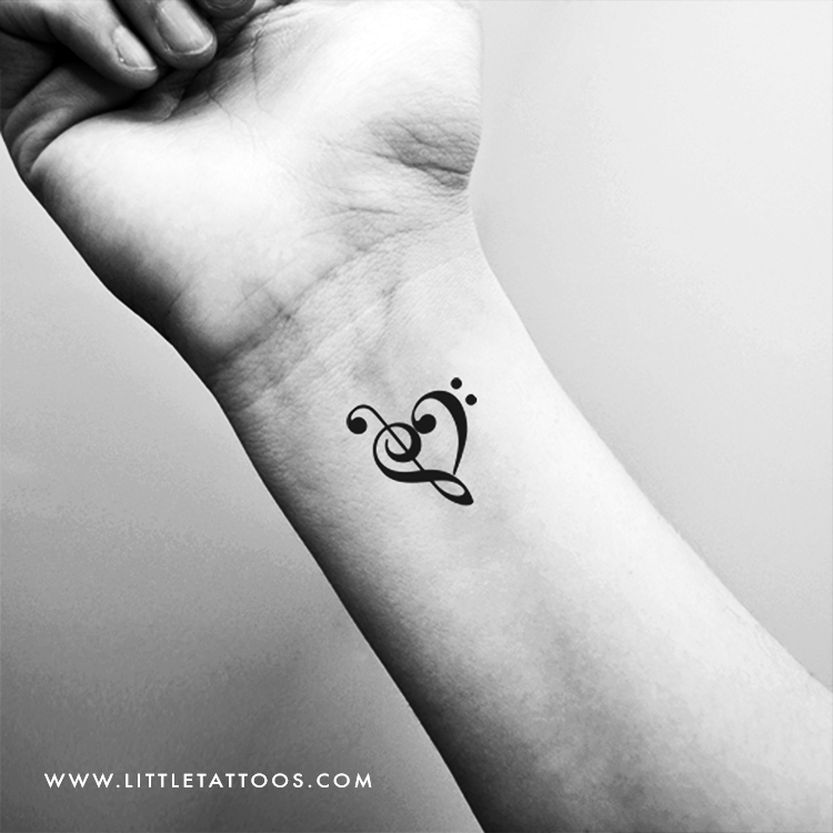 Tatuaje temporal de corazón musical - Juego de 3