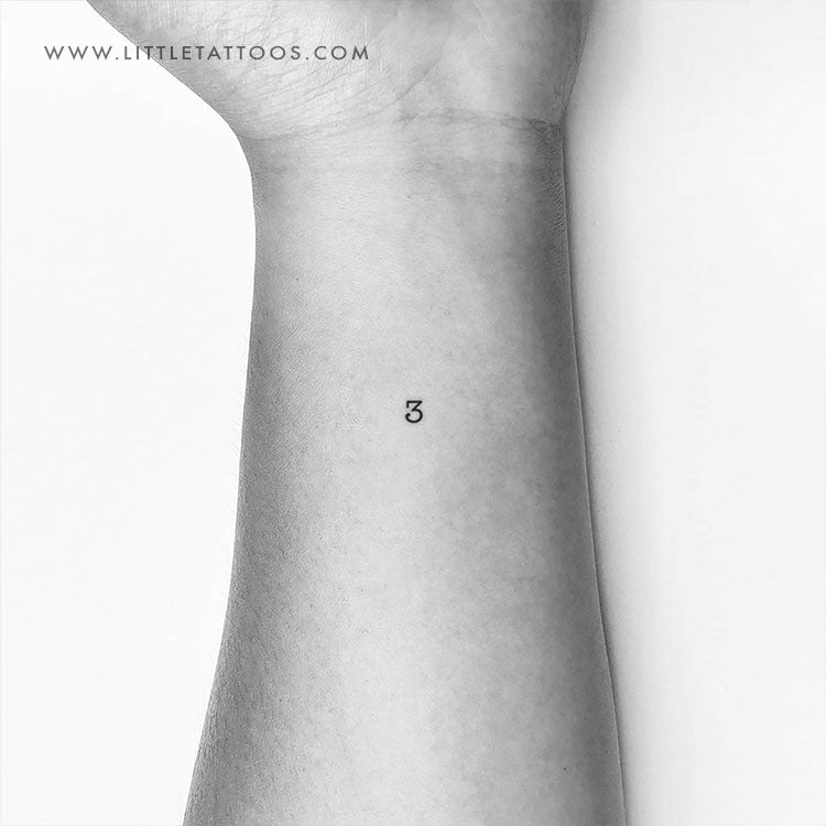 Tatuaje temporal del número 3 - Juego de 3