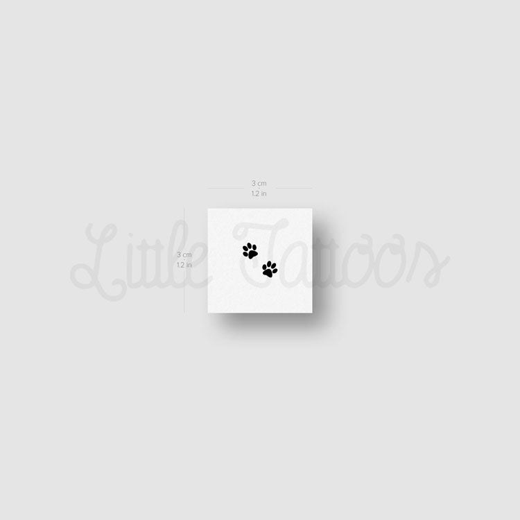 Dog Paw Print Pair Temporary Tattoo - Set of 3