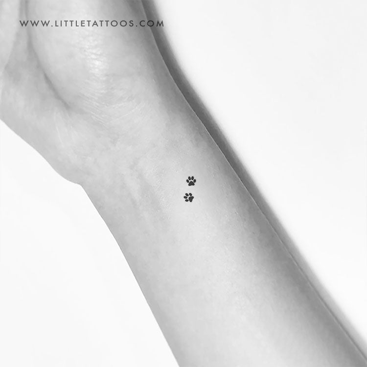 Dog Paw Print Pair Temporary Tattoo - Set of 3
