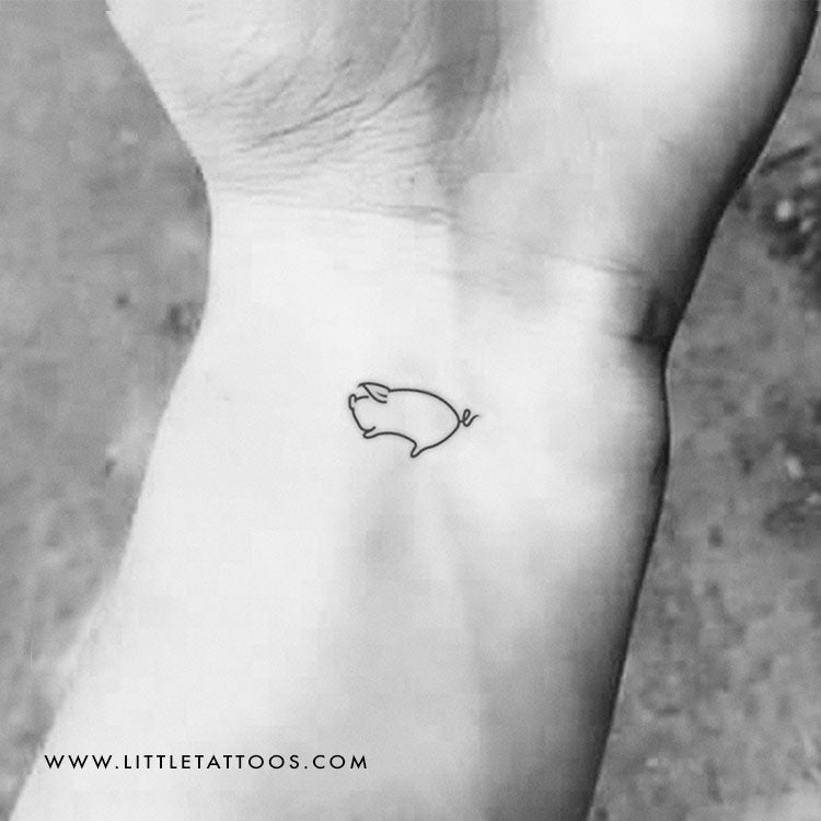 Minimalist Pig Temporary Tattoo - Set of 3