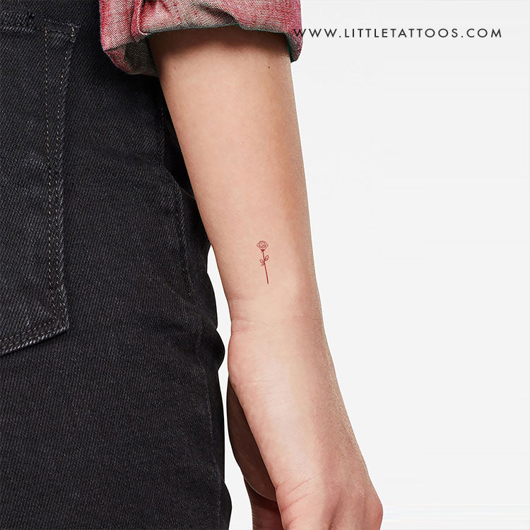 Tatuaje temporal de rosa roja - Juego de 3